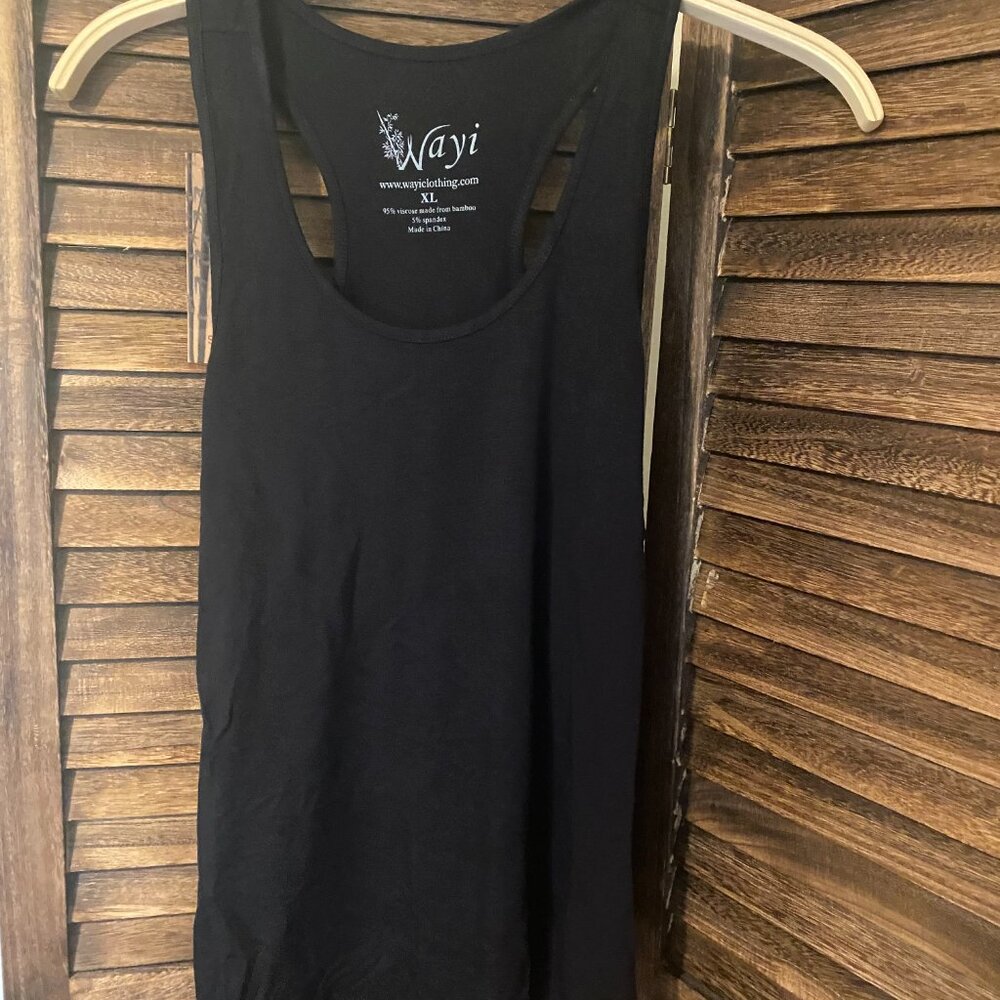 Wayi Racerback Scoop Neck Snug Tank Black